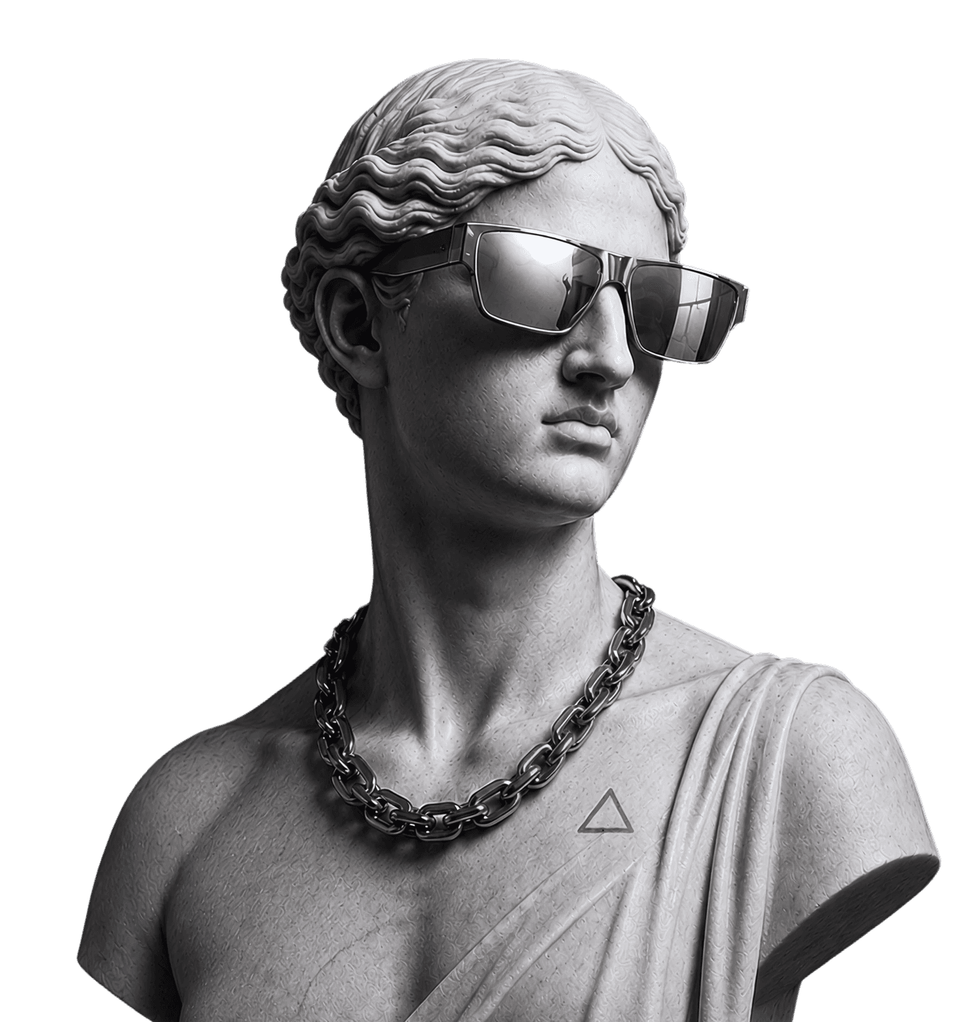 Classical statue wearing sunglasses